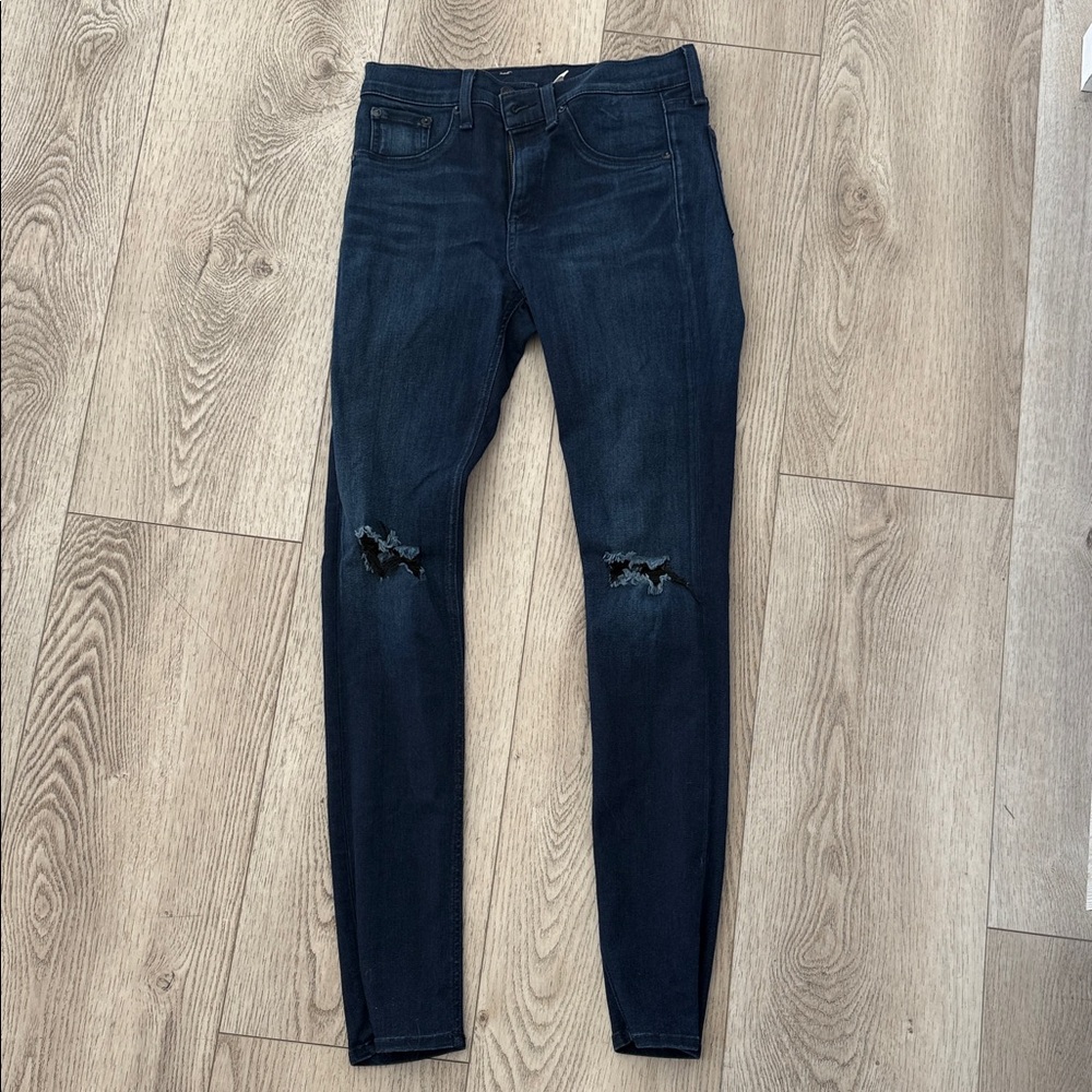 rag & bone Midnight Blue Ripped Skinny Jeans